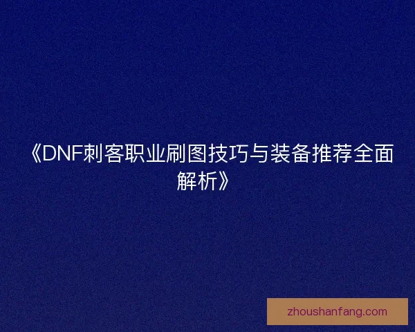 《DNF刺客职业刷图技巧与装备推荐全面解析》